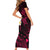 Hawaii Short Sleeve Bodycon Dress Kahoolawe Islands Polynesian Sunset Plumeria Pink Vibe - Wonder Print Shop