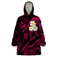 Hawaii Wearable Blanket Hoodie Kahoolawe Islands Polynesian Sunset Plumeria Pink Vibe - Wonder Print Shop