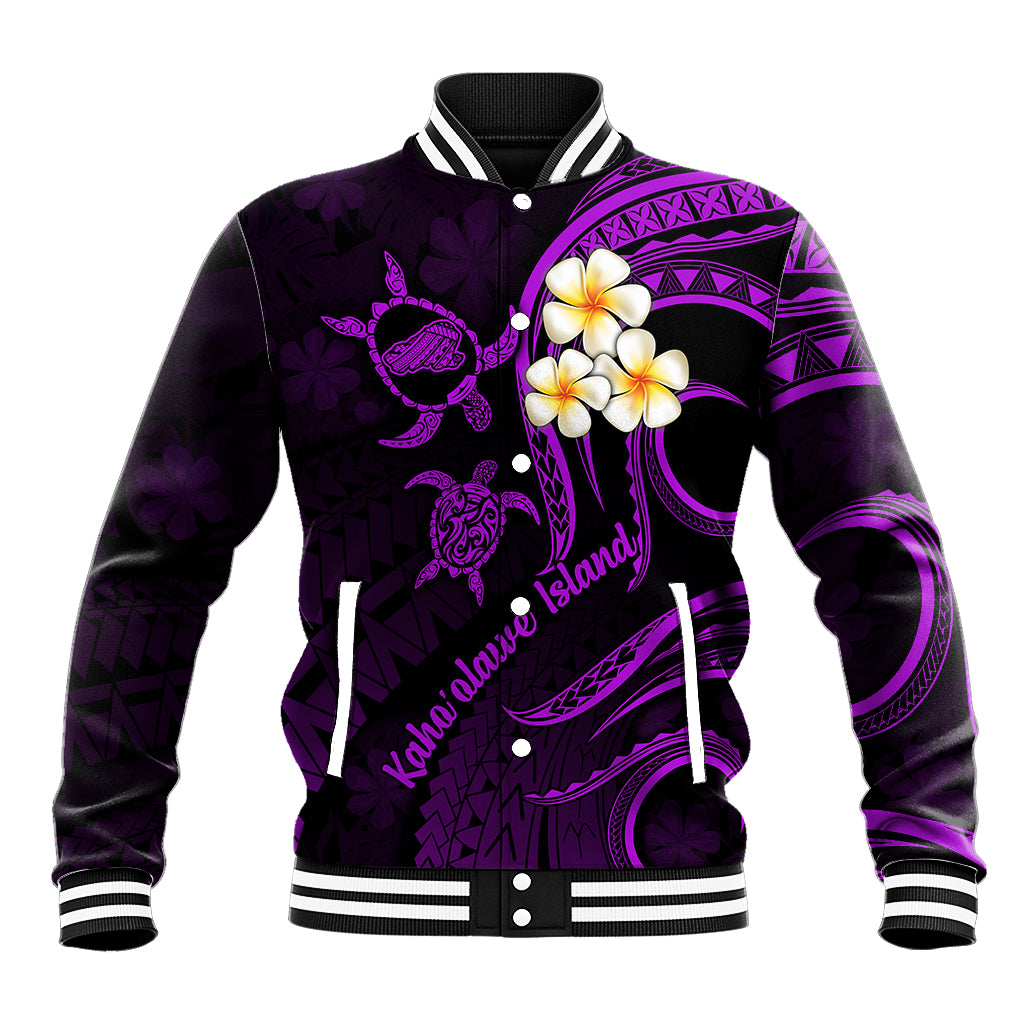 Polynesian Hawaii Baseball Jacket Kahoolawe Islands with Pacific Plumeria Purple Vibe LT9 - Wonder Print Shop