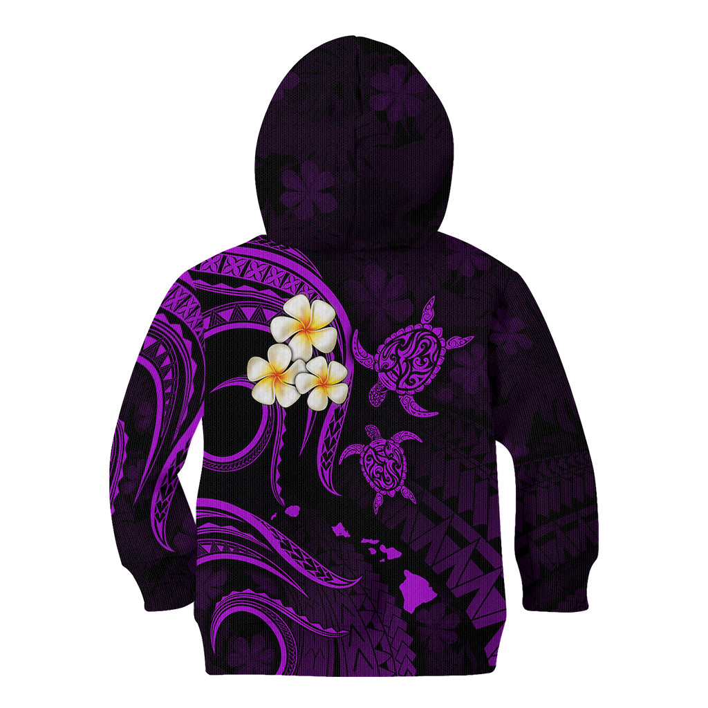 Polynesian Hawaii Kid Hoodie Kahoolawe Islands with Pacific Plumeria Purple Vibe - Wonder Print Shop