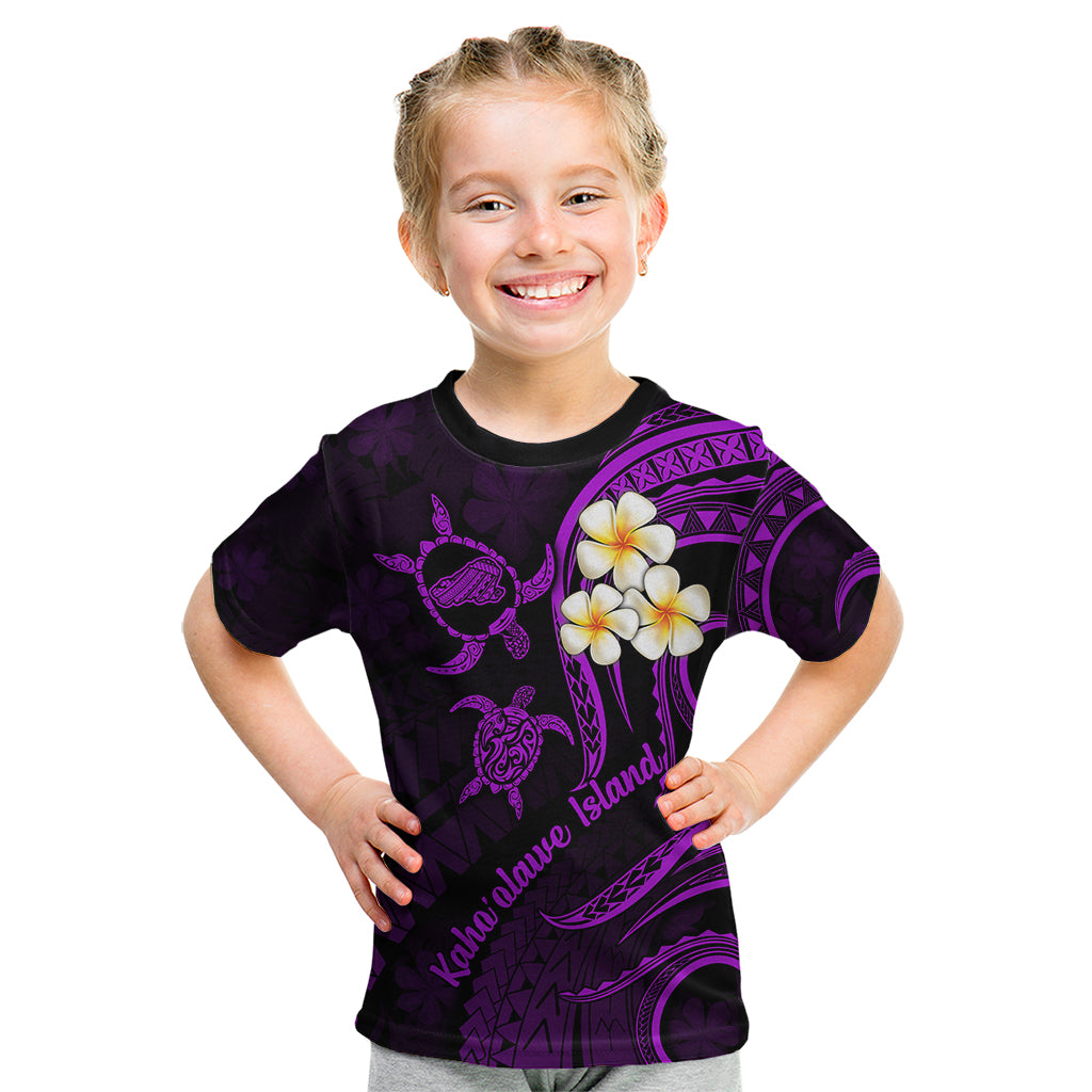 Polynesian Hawaii Kid T Shirt Kahoolawe Islands with Pacific Plumeria Purple Vibe - Wonder Print Shop
