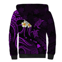 Polynesian Hawaii Sherpa Hoodie Kahoolawe Islands with Pacific Plumeria Purple Vibe - Wonder Print Shop