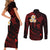 Polynesian Hawaii Couples Short Sleeve Bodycon Dress and Long Sleeve Button Shirts Kahoolawe Islands with Pacific Plumeria Red Vibe LT9 - Wonder Print Shop