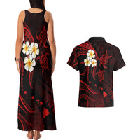 Polynesian Hawaii Couples Matching Tank Maxi Dress And Hawaiian Shirt Kahoolawe Islands with Pacific Plumeria Red Vibe LT9 - Wonder Print Shop