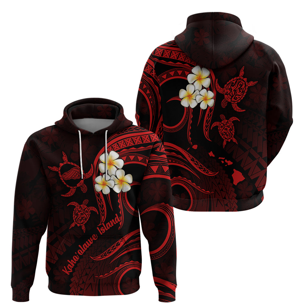 Polynesian Hawaii Hoodie Kahoolawe Islands with Pacific Plumeria Red Vibe - Wonder Print Shop
