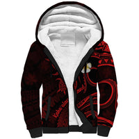 Polynesian Hawaii Sherpa Hoodie Kahoolawe Islands with Pacific Plumeria Red Vibe - Wonder Print Shop