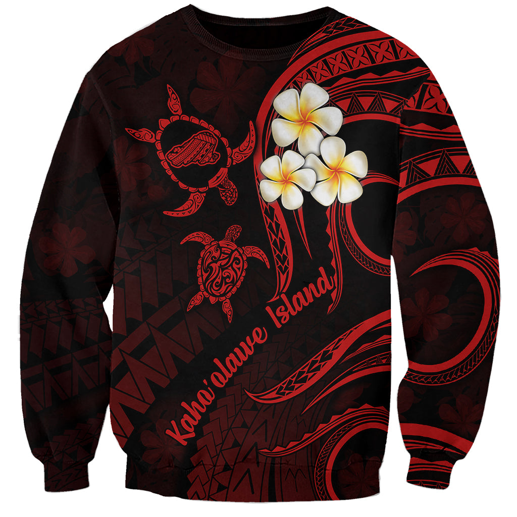 Polynesian Hawaii Sweatshirt Kahoolawe Islands with Pacific Plumeria Red Vibe - Wonder Print Shop