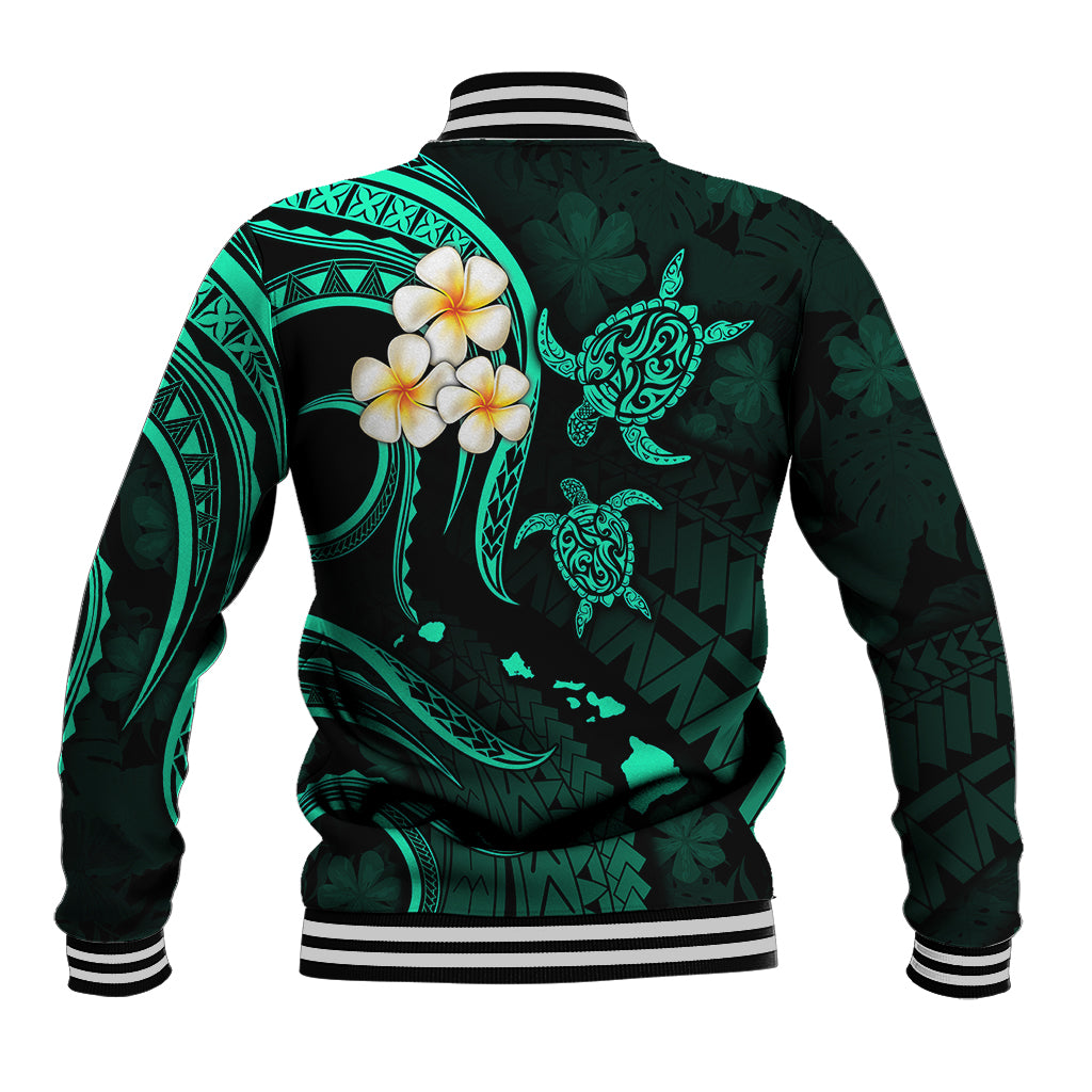 Polynesian Hawaii Baseball Jacket Kahoolawe Islands with Pacific Plumeria Turquoise Vibe LT9 - Wonder Print Shop