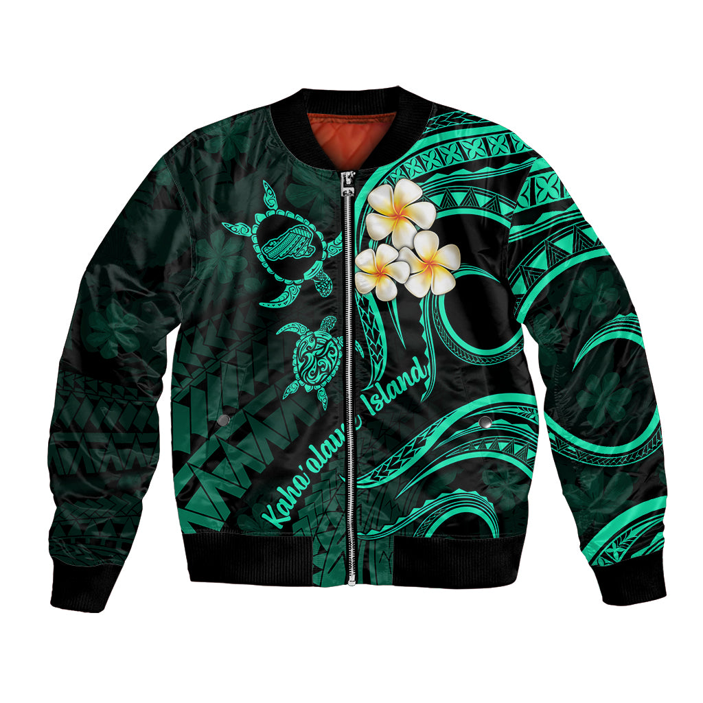 Polynesian Hawaii Bomber Jacket Kahoolawe Islands with Pacific Plumeria Turquoise Vibe LT9 - Wonder Print Shop