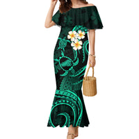 Polynesian Hawaii Mermaid Dress Kahoolawe Islands with Pacific Plumeria Turquoise Vibe - Wonder Print Shop