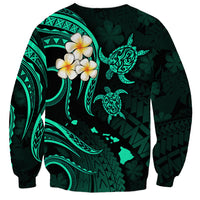 Polynesian Hawaii Sweatshirt Kahoolawe Islands with Pacific Plumeria Turquoise Vibe - Wonder Print Shop