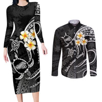Polynesian Hawaii Couples Long Sleeve Bodycon Dress and Long Sleeve Button Shirts Kahoolawe Islands with Pacific Plumeria White Vibe LT9 - Wonder Print Shop