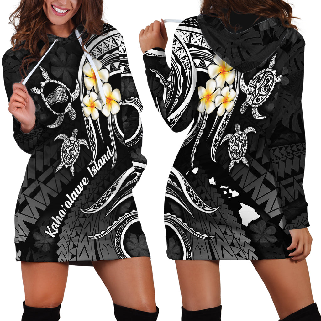 Polynesian Hawaii Hoodie Dress Kahoolawe Islands with Pacific Plumeria White Vibe - Wonder Print Shop