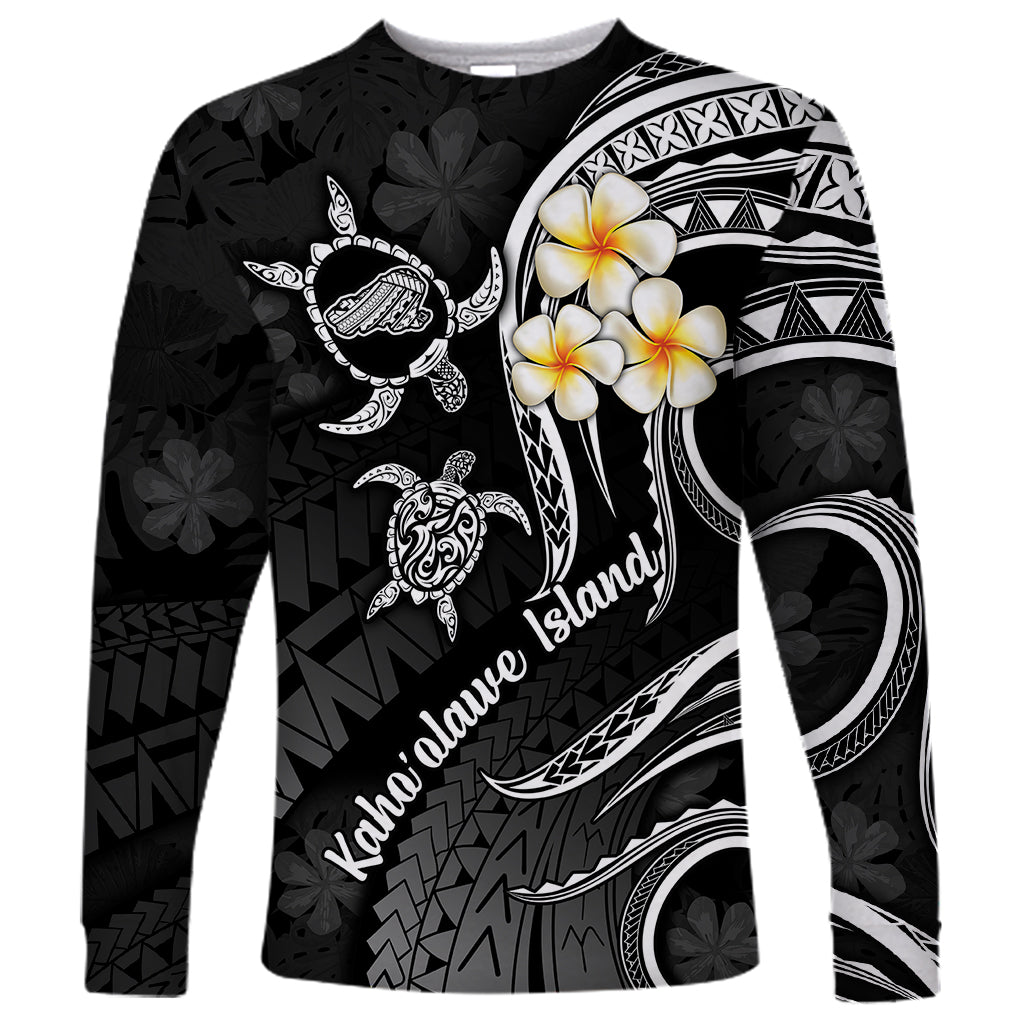 Polynesian Hawaii Long Sleeve Shirt Kahoolawe Islands with Pacific Plumeria White Vibe - Wonder Print Shop