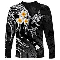 Polynesian Hawaii Long Sleeve Shirt Kahoolawe Islands with Pacific Plumeria White Vibe - Wonder Print Shop