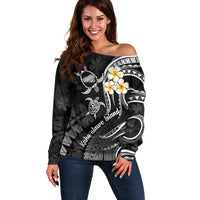 Polynesian Hawaii Off Shoulder Sweater Kahoolawe Islands with Pacific Plumeria White Vibe - Wonder Print Shop
