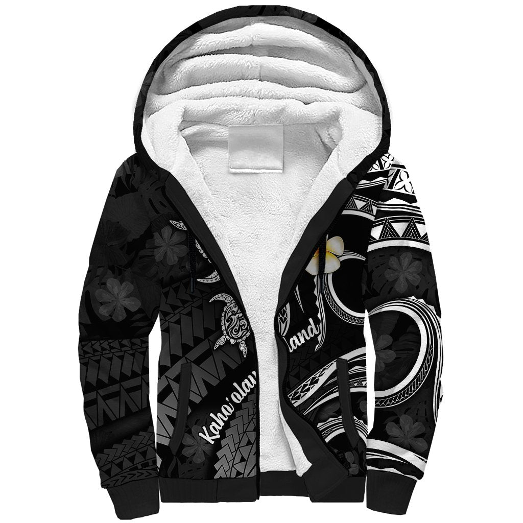 Polynesian Hawaii Sherpa Hoodie Kahoolawe Islands with Pacific Plumeria White Vibe - Wonder Print Shop