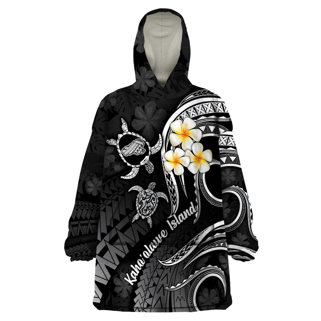 Polynesian Hawaii Wearable Blanket Hoodie Kahoolawe Islands with Pacific Plumeria White Vibe - Wonder Print Shop