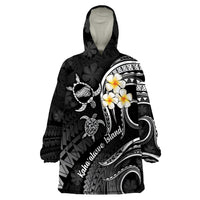 Polynesian Hawaii Wearable Blanket Hoodie Kahoolawe Islands with Pacific Plumeria White Vibe - Wonder Print Shop