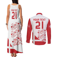 Custom Denmark Football Couples Matching Tank Maxi Dress and Long Sleeve Button Shirt Come On Danish Dynamite LT9 - Wonder Print Shop