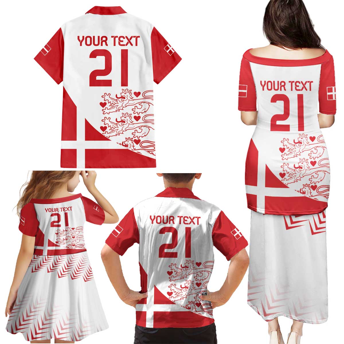 Custom Denmark Football Family Matching Puletasi and Hawaiian Shirt Come On Danish Dynamite - Wonder Print Shop