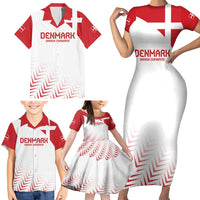 Custom Denmark Football Family Matching Short Sleeve Bodycon Dress and Hawaiian Shirt Come On Danish Dynamite - Wonder Print Shop