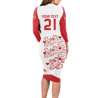Custom Denmark Football Long Sleeve Bodycon Dress Come On Danish Dynamite - Wonder Print Shop