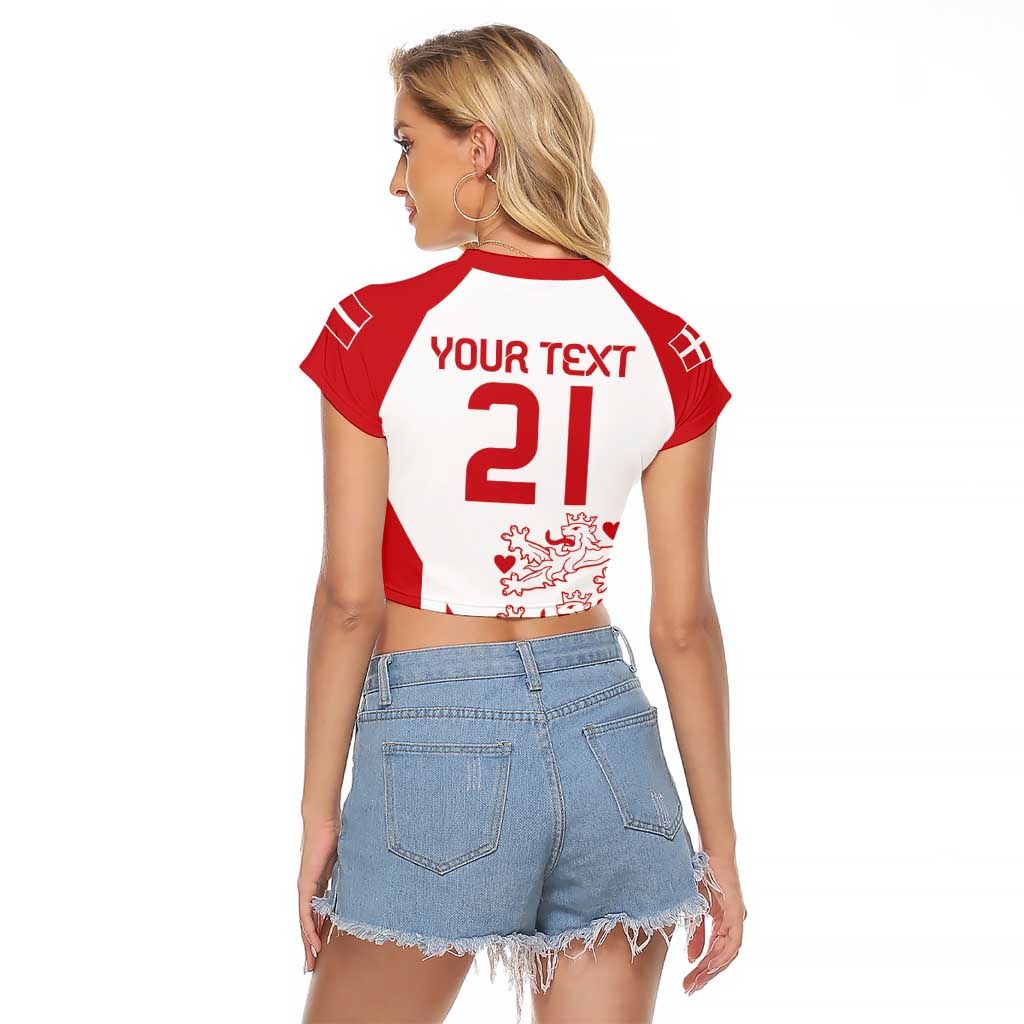 Custom Denmark Football Raglan Cropped T Shirt Come On Danish Dynamite - Wonder Print Shop