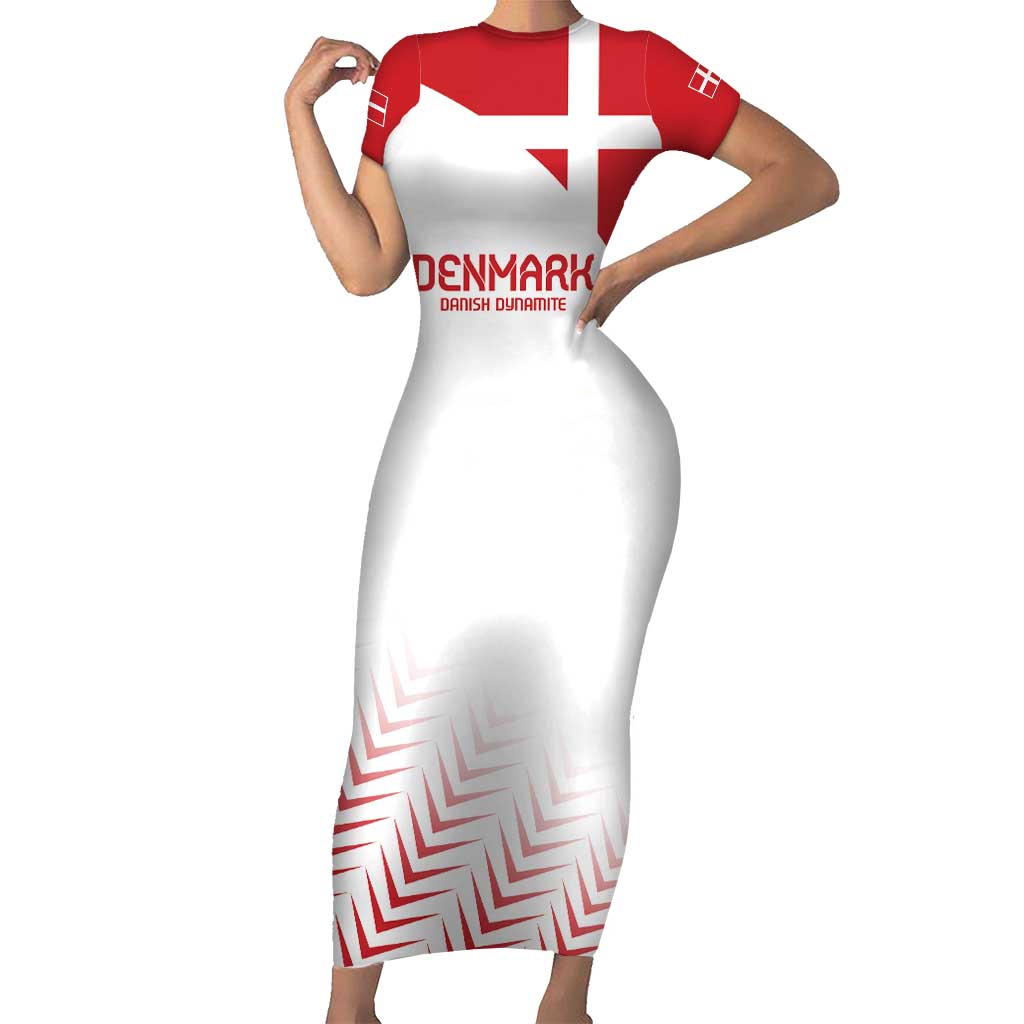 Custom Denmark Football Short Sleeve Bodycon Dress Come On Danish Dynamite - Wonder Print Shop
