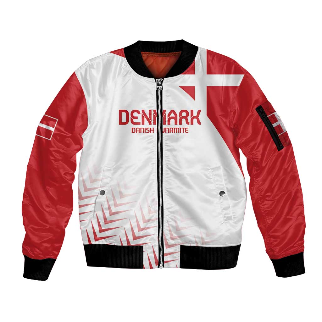 Custom Denmark Football Sleeve Zip Bomber Jacket Come On Danish Dynamite - Wonder Print Shop