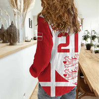 Custom Denmark Football Women Casual Shirt Come On Danish Dynamite - Wonder Print Shop