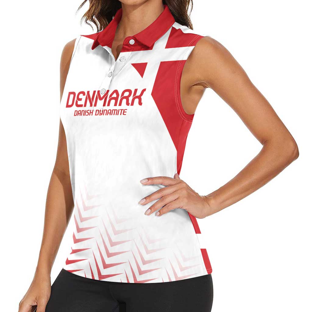 Custom Denmark Football Women Sleeveless Polo Shirt Come On Danish Dynamite - Wonder Print Shop
