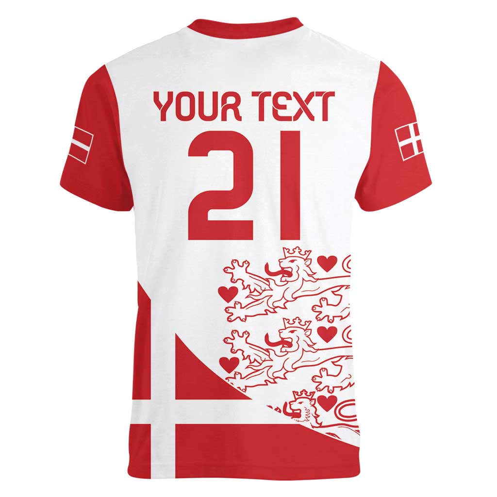 Custom Denmark Football Women V-Neck T-Shirt Come On Danish Dynamite - Wonder Print Shop
