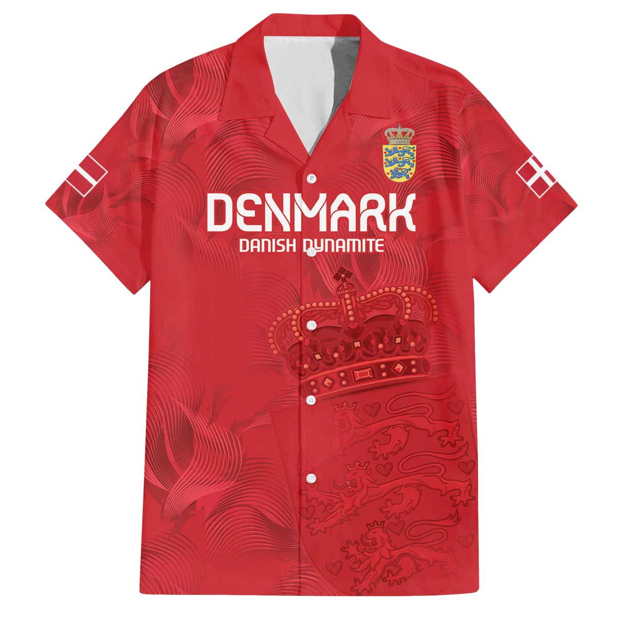 Custom Denmark Football Family Matching Puletasi and Hawaiian Shirt With Coat of Arm - Wonder Print Shop
