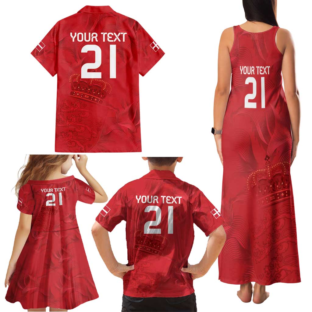 Custom Denmark Football Family Matching Tank Maxi Dress and Hawaiian Shirt With Coat of Arm - Wonder Print Shop
