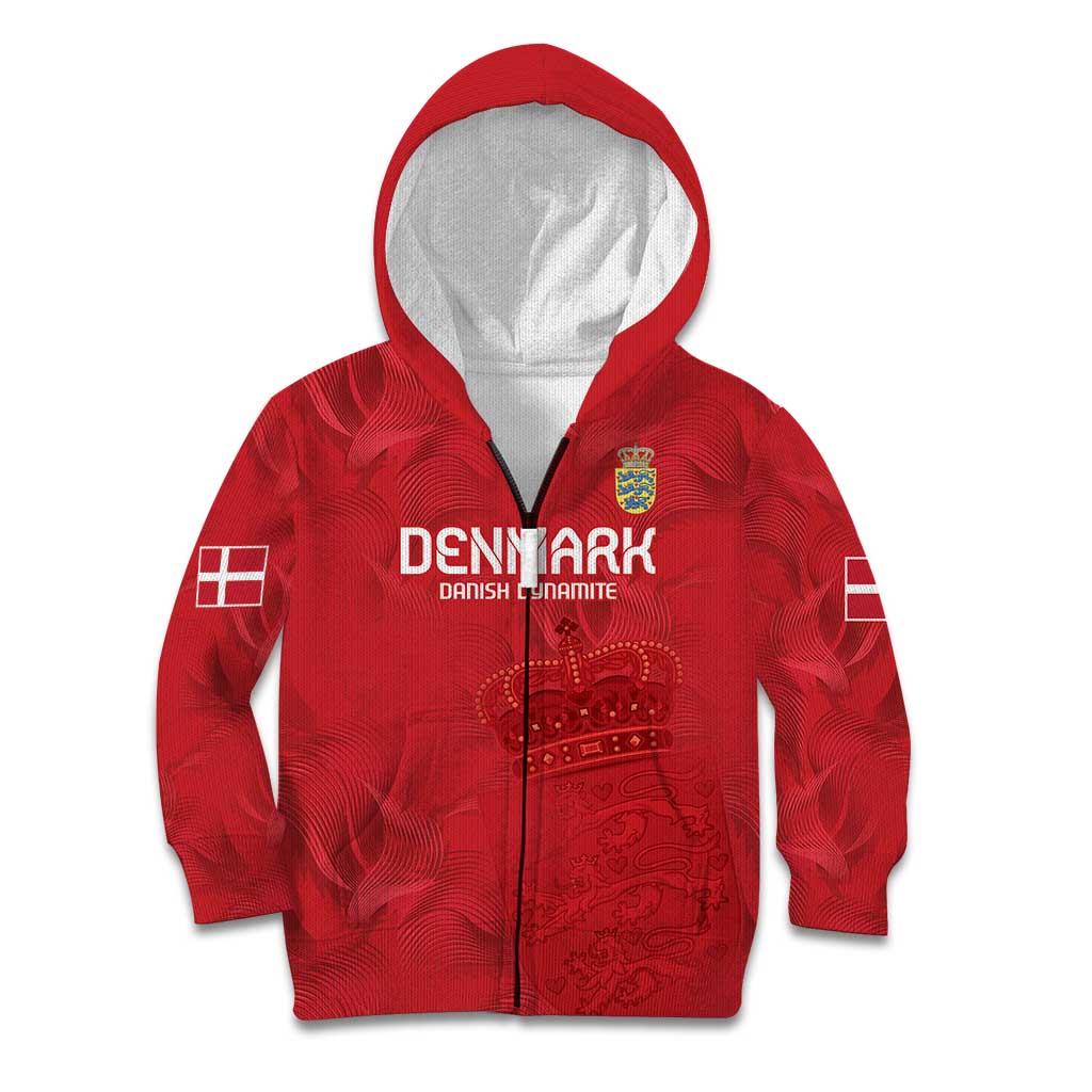 Custom Denmark Football Kid Hoodie With Coat of Arm - Wonder Print Shop