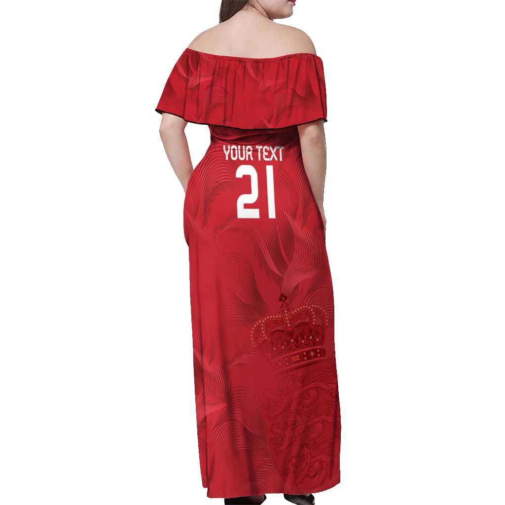 Custom Denmark Football Off Shoulder Maxi Dress With Coat of Arm - Wonder Print Shop