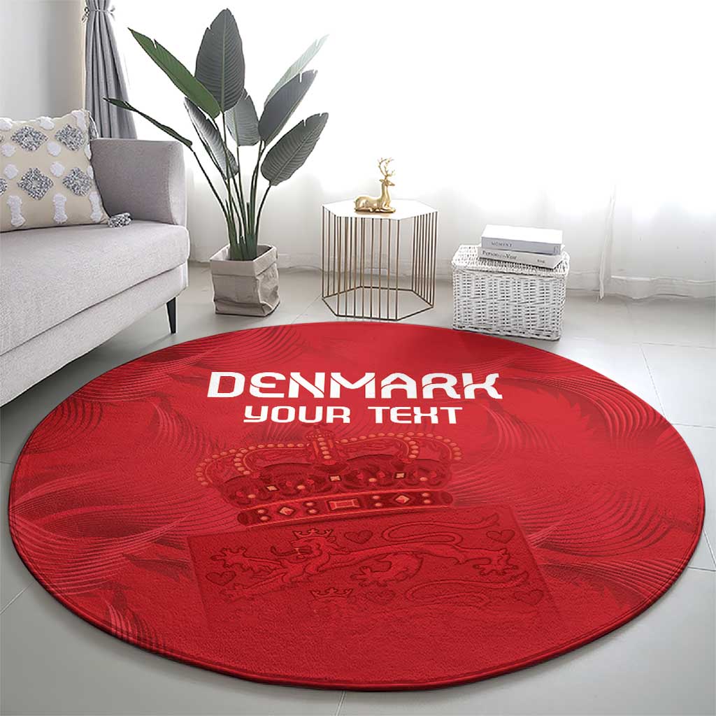Custom Denmark Football Round Carpet With Coat of Arm