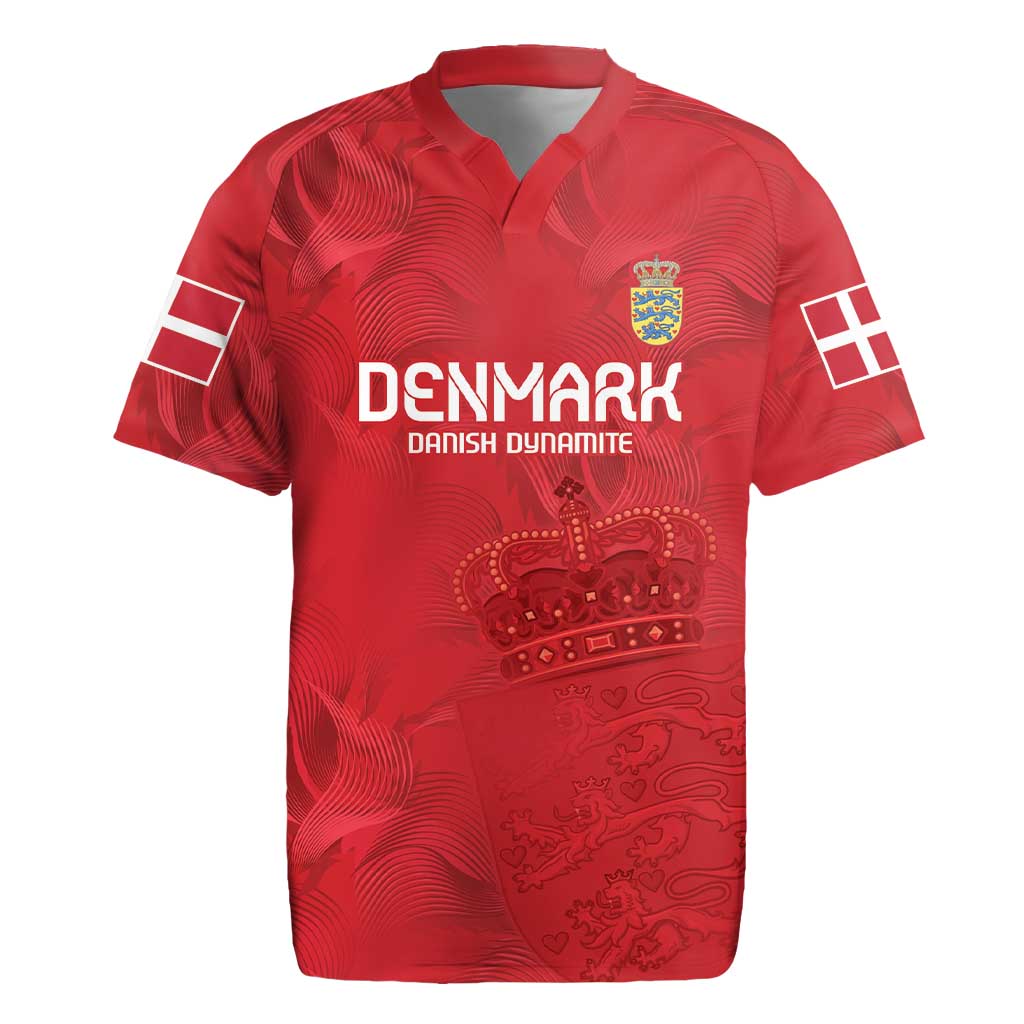 Custom Denmark Football Rugby Jersey With Coat of Arm - Wonder Print Shop