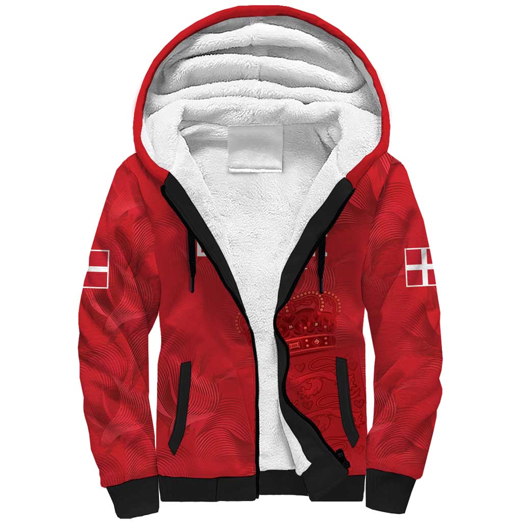 Custom Denmark Football Sherpa Hoodie With Coat of Arm - Wonder Print Shop