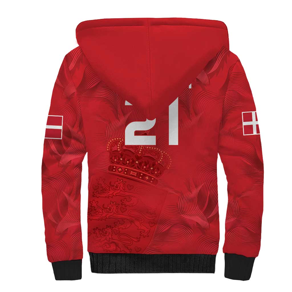 Custom Denmark Football Sherpa Hoodie With Coat of Arm - Wonder Print Shop