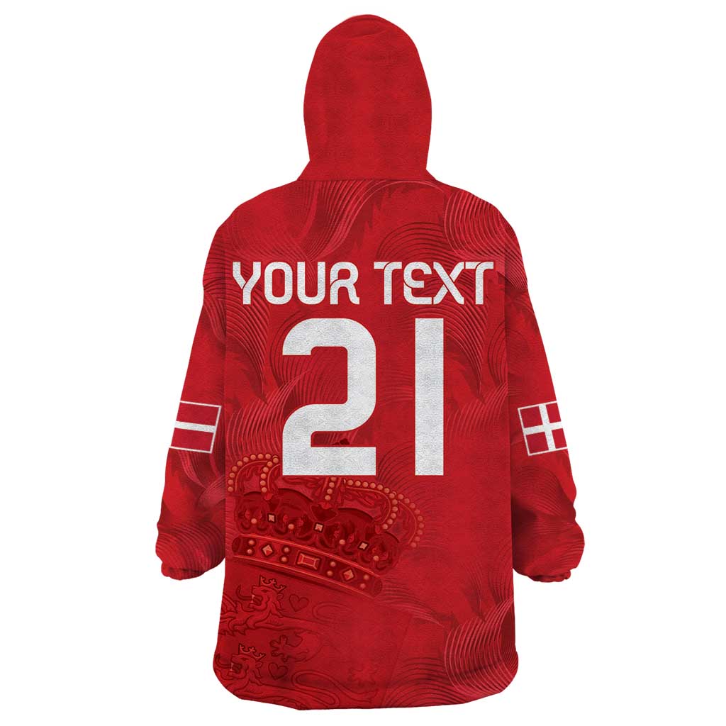 Custom Denmark Football Wearable Blanket Hoodie With Coat of Arm - Wonder Print Shop
