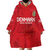 Custom Denmark Football Wearable Blanket Hoodie With Coat of Arm - Wonder Print Shop