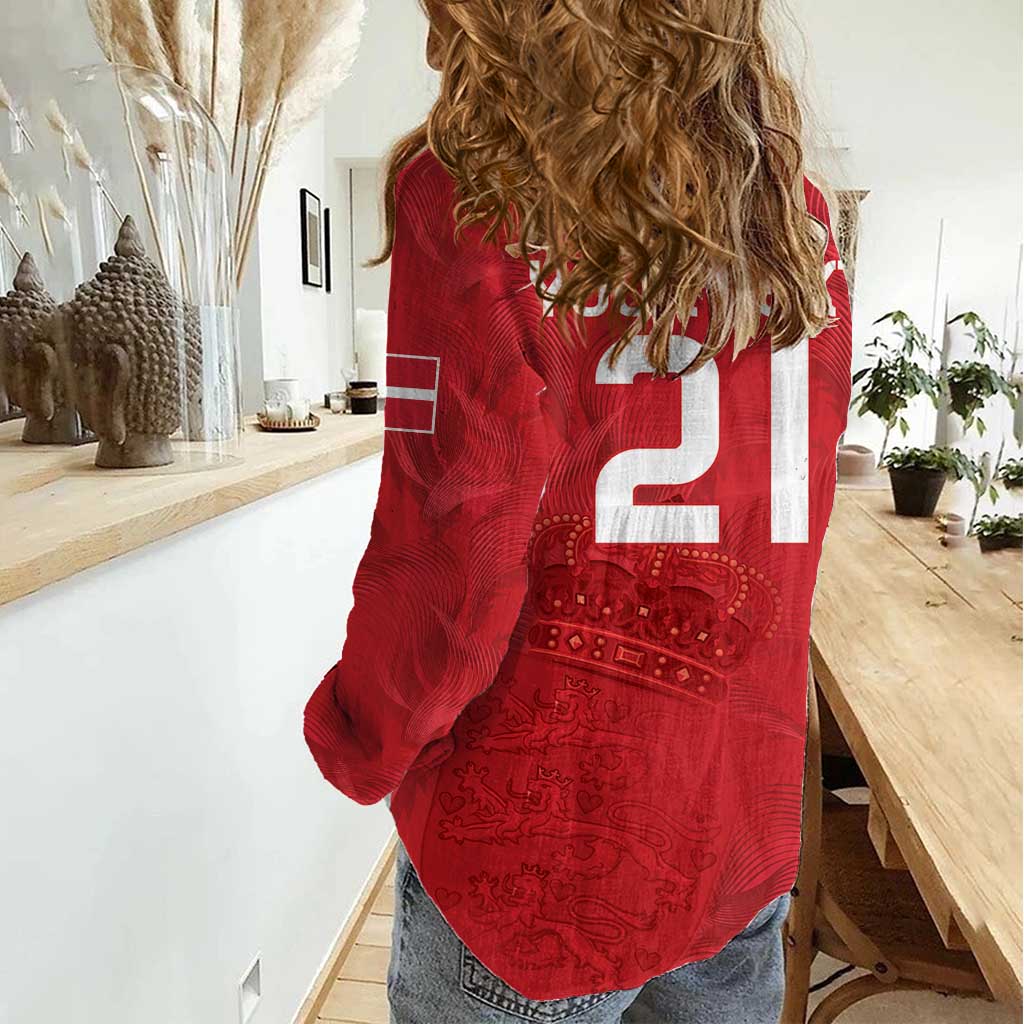 Custom Denmark Football Women Casual Shirt With Coat of Arm - Wonder Print Shop