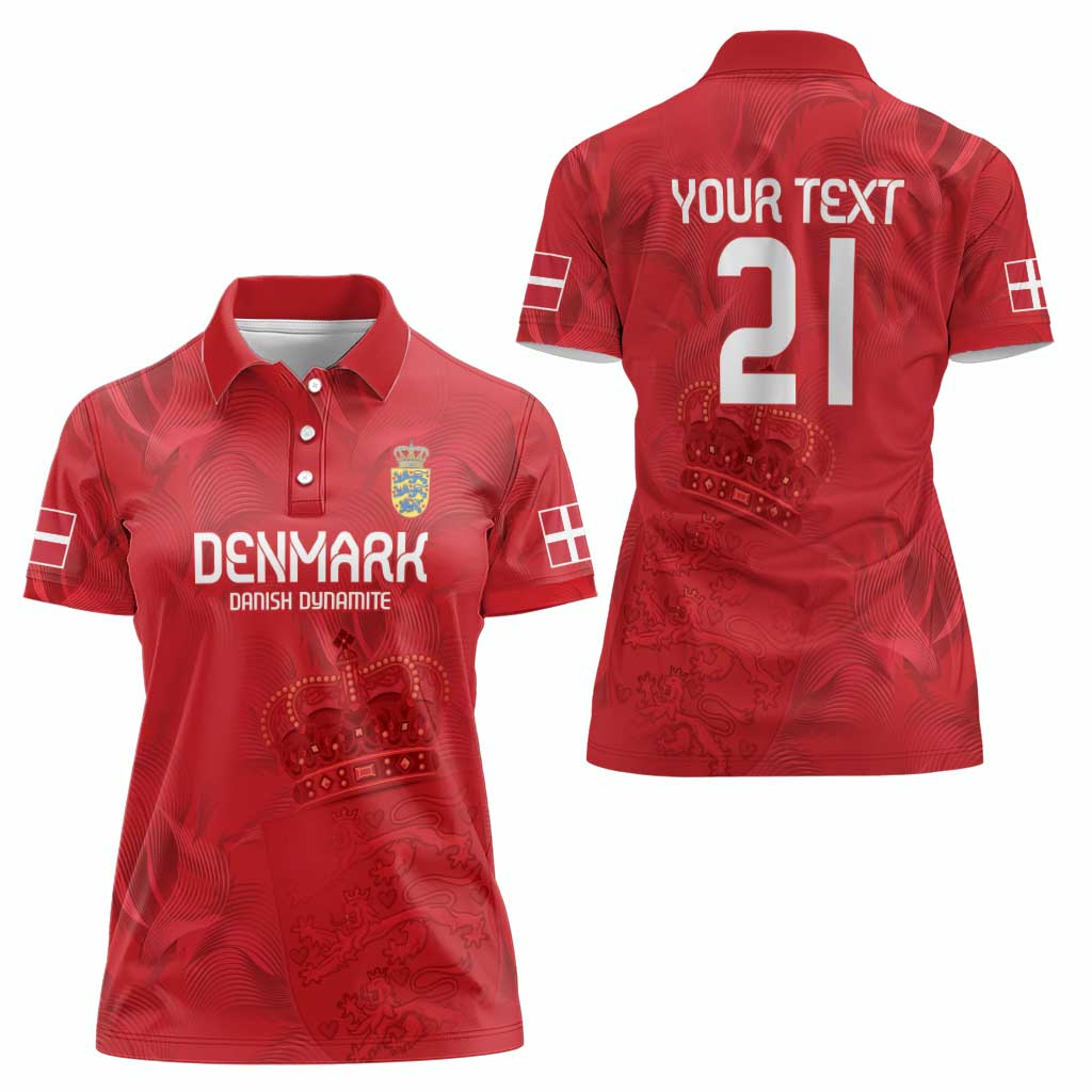 Custom Denmark Football Women Polo Shirt With Coat of Arm - Wonder Print Shop