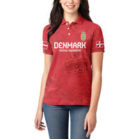 Custom Denmark Football Women Polo Shirt With Coat of Arm - Wonder Print Shop