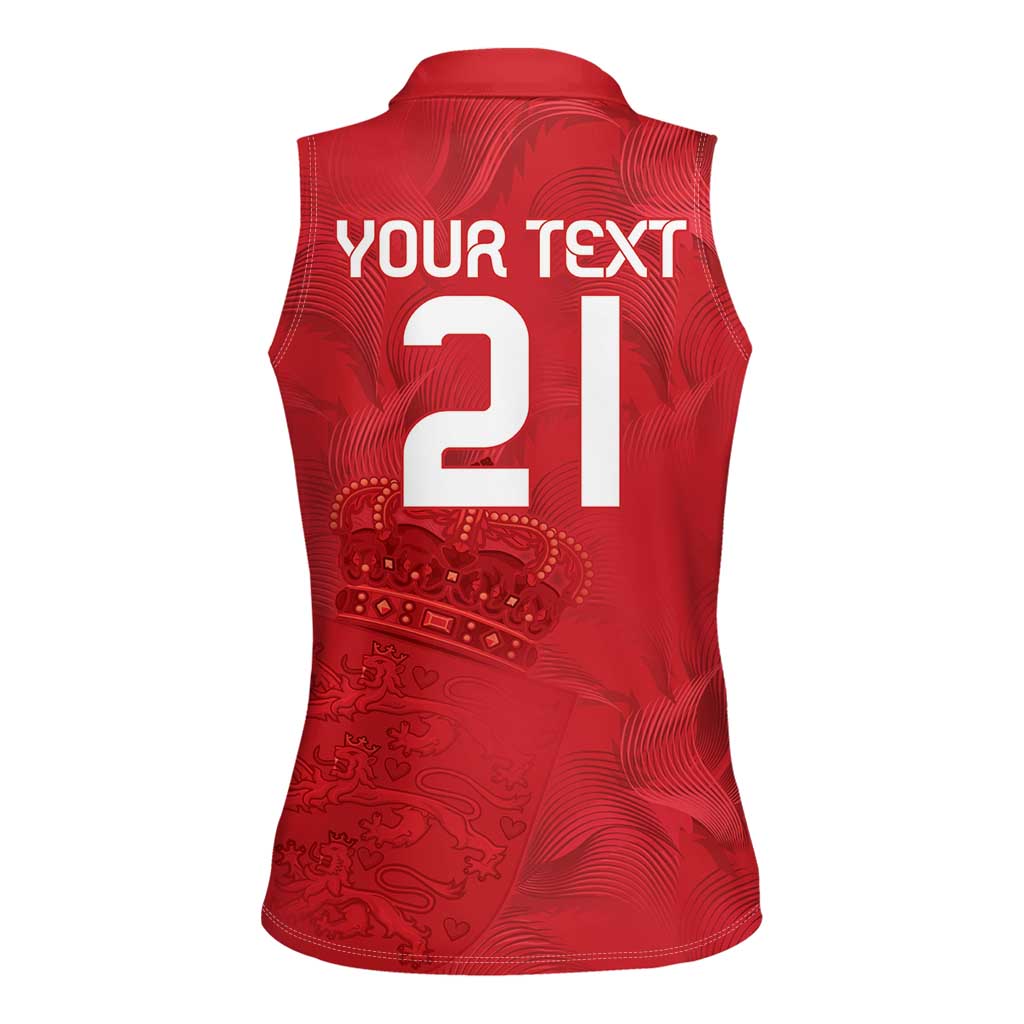 Custom Denmark Football Women Sleeveless Polo Shirt With Coat of Arm - Wonder Print Shop