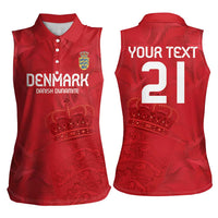 Custom Denmark Football Women Sleeveless Polo Shirt With Coat of Arm - Wonder Print Shop