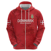 Custom Denmark Football Zip Hoodie With Coat of Arm - Wonder Print Shop