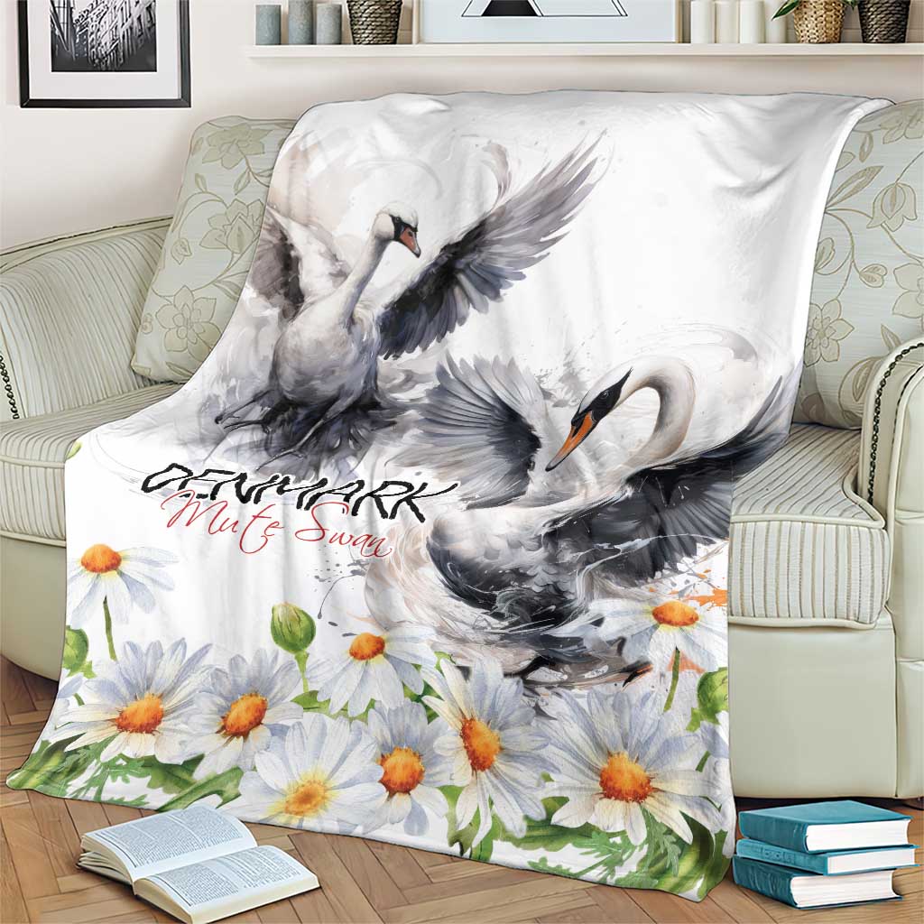Denmark Mute Swan Blanket Wth Chamomile Daisy Flowers